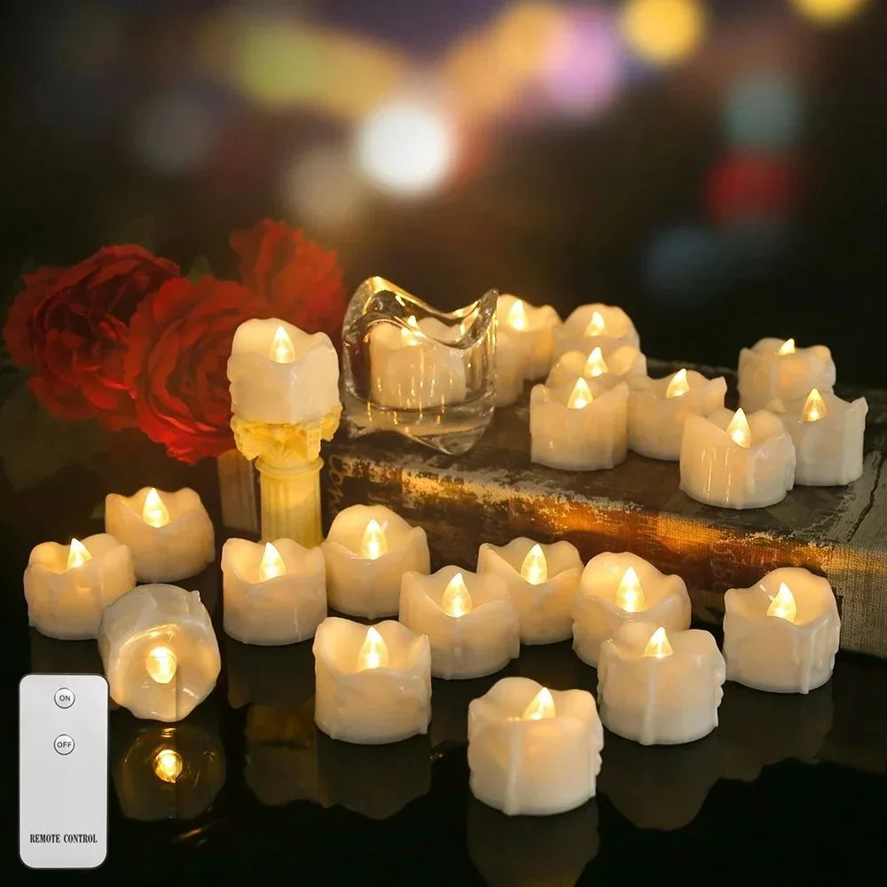 12/24Pack Flameless Flickering LED Candles with/without Remote LED Tealight Electronic Lamp for Wedding Christmas Party Decor Peaceful Pleasures Health and Wellness 24Pc Type C