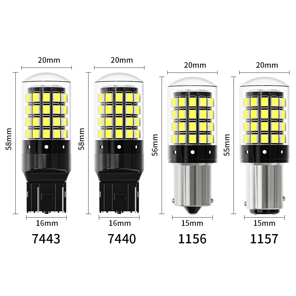 ASLENT 2-Pack 54-SMD LED Bulbs | Turn Signal Brake Reverse 12V