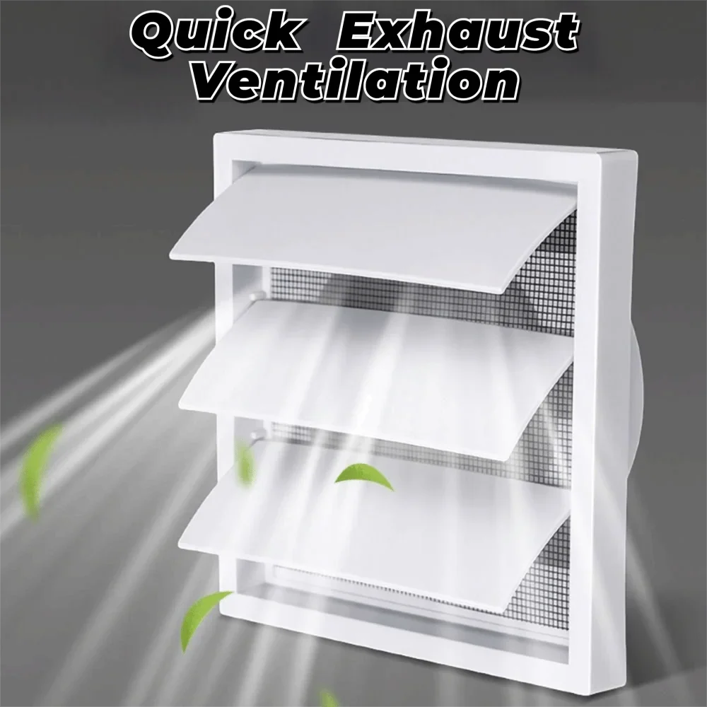White Plastic Dryer Vent Hood Cover Grille with Screen | 4–8"