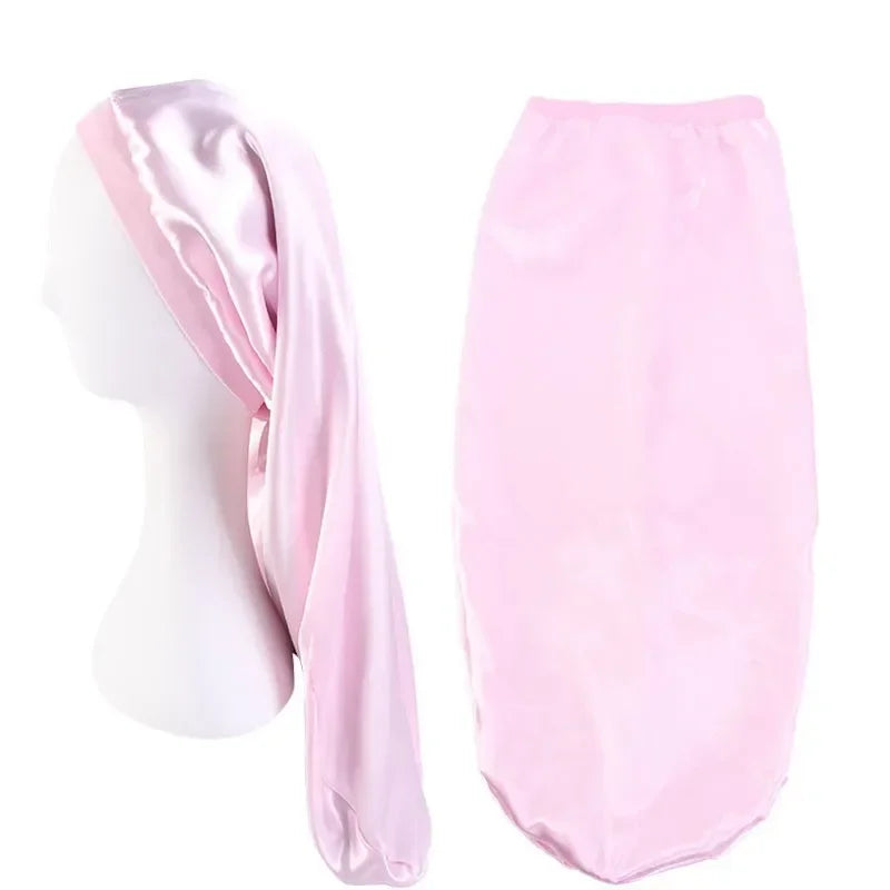 Satin Sleep Cap | Wide Elastic Bonnet for Long Hair Care Satin Sleep Bonnet Peaceful Pleasures Health and Wellness pink