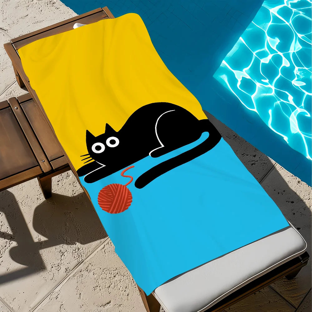 Cute Cat Art Beach Towel | Quick Dry Soft Pool & Travel Towel Quick Dry Beach Towel Peaceful Pleasures Health and Wellness z7 STJ150x260CM