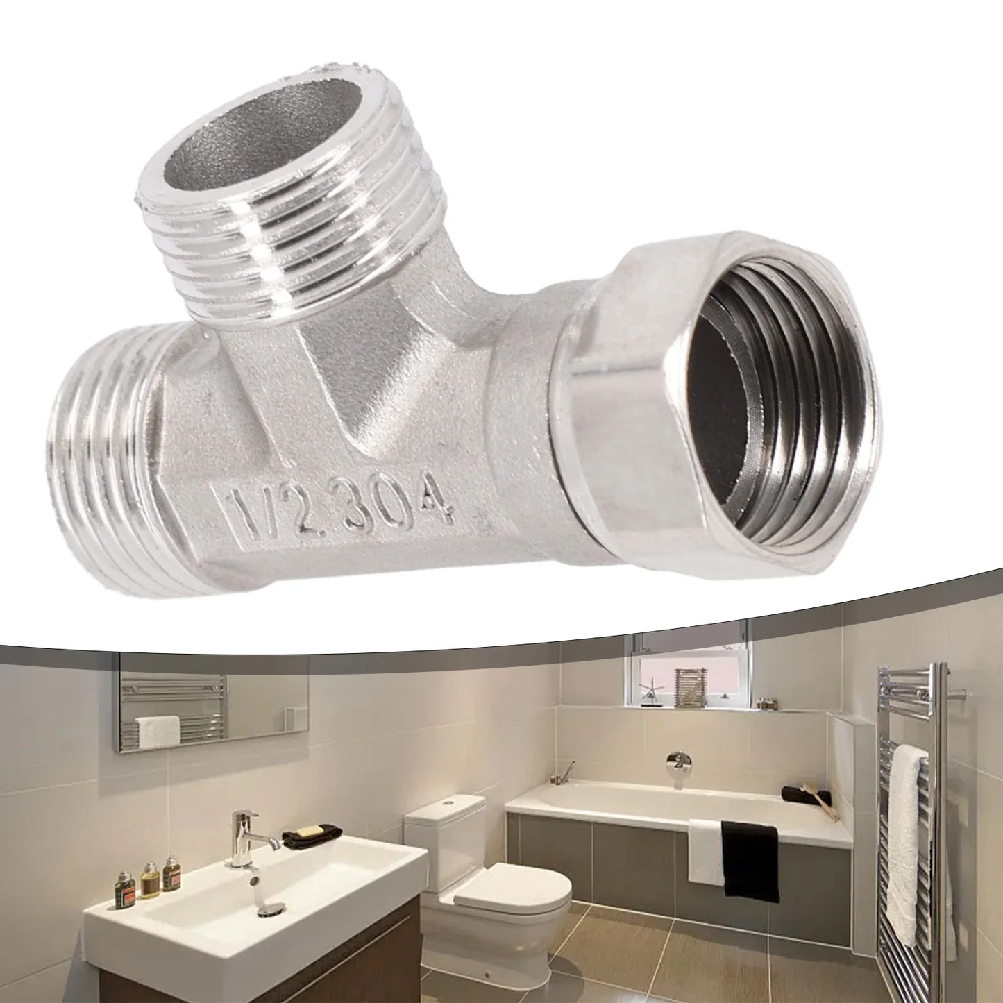 G1 2 T-adapter 3 Ways Valve Toilet Diverter Stainless Steel Bidet