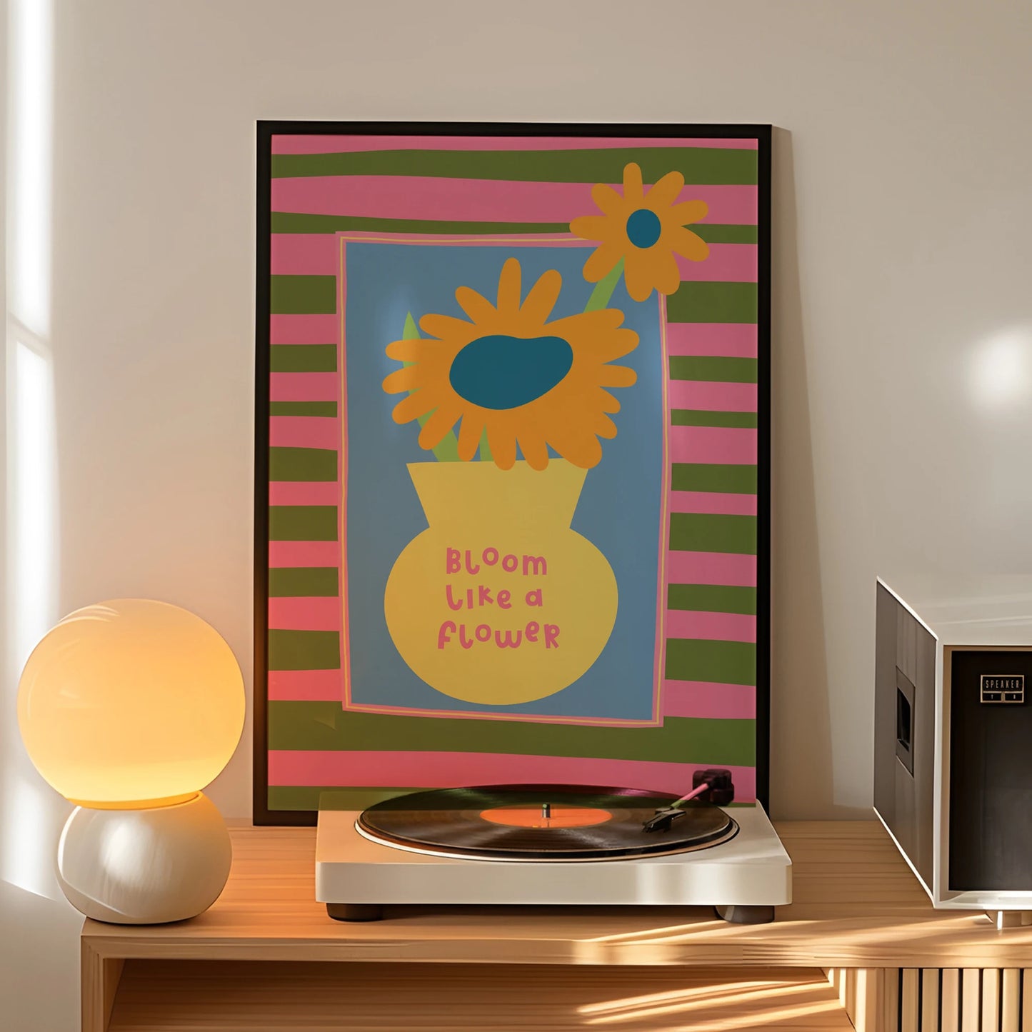 Retro Bloom Flower Canvas Wall Art Print | Home Decor Poster