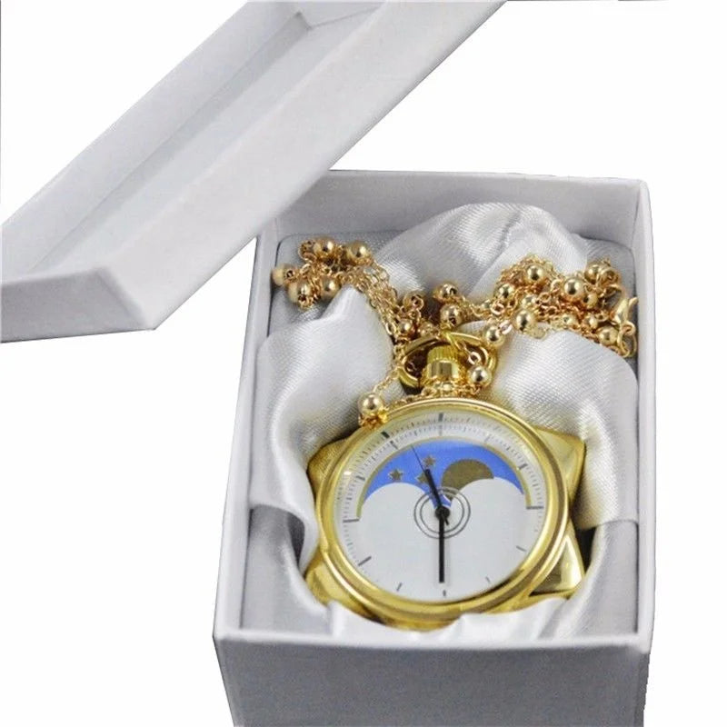 Necklace Pocket Watch,Creative Hexagonal Star Hanging Pocket Watch,Quartz Pocket Watch Sailor Moon Crystal Star Pocket Watch Peaceful Pleasures Health and Wellness