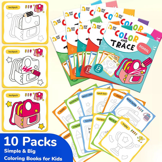 10-Book Kids' Coloring Set – 10 Cartoon Themes for Ages 3–6 Kids Coloring Book Set Oasis Select