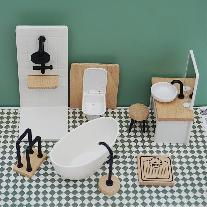 1:12 Dollhouse Simulation Bathroom Toy White Wash Basin Dollhouse 1/12 Dollhouse Simulation Toilet Model Furniture Miniature Peaceful Pleasures Health and Wellness