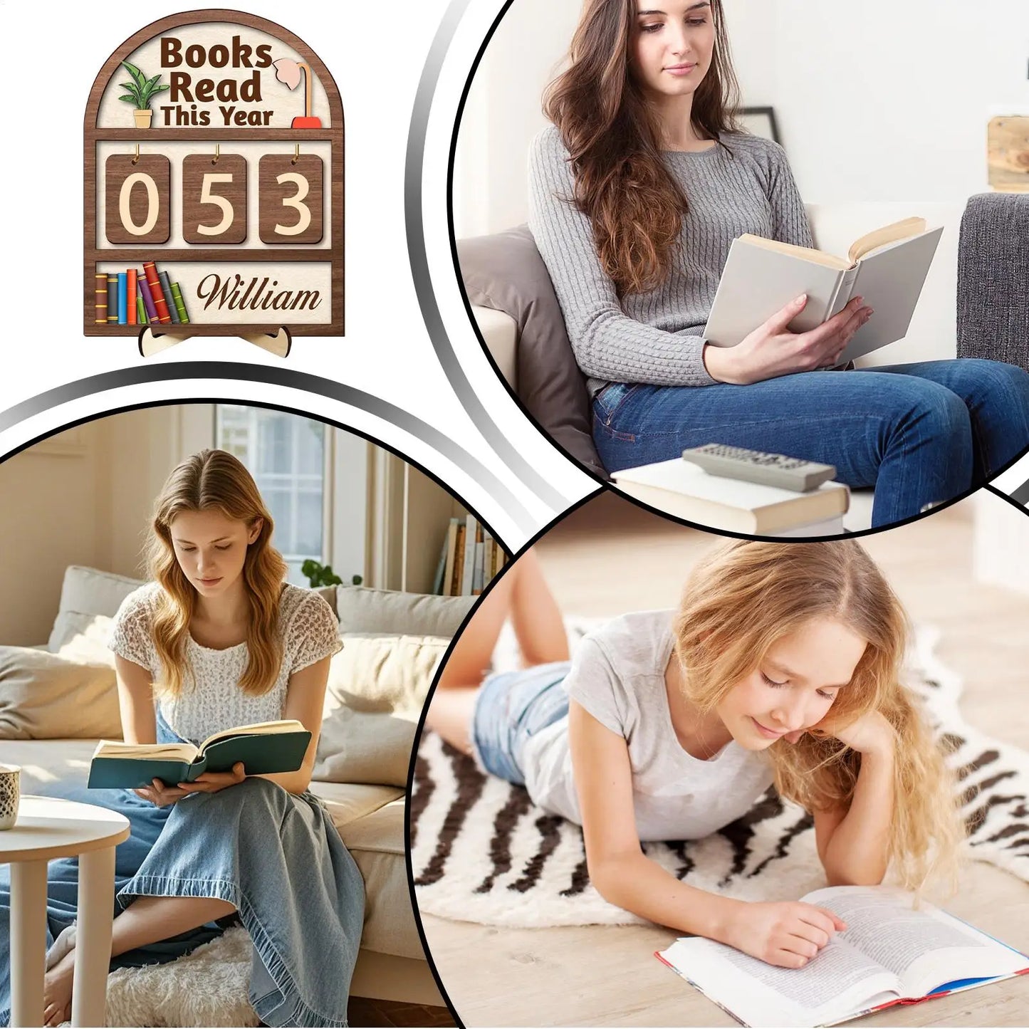 Books Read This Year Wooden Counter Sign | Tabletop Decor