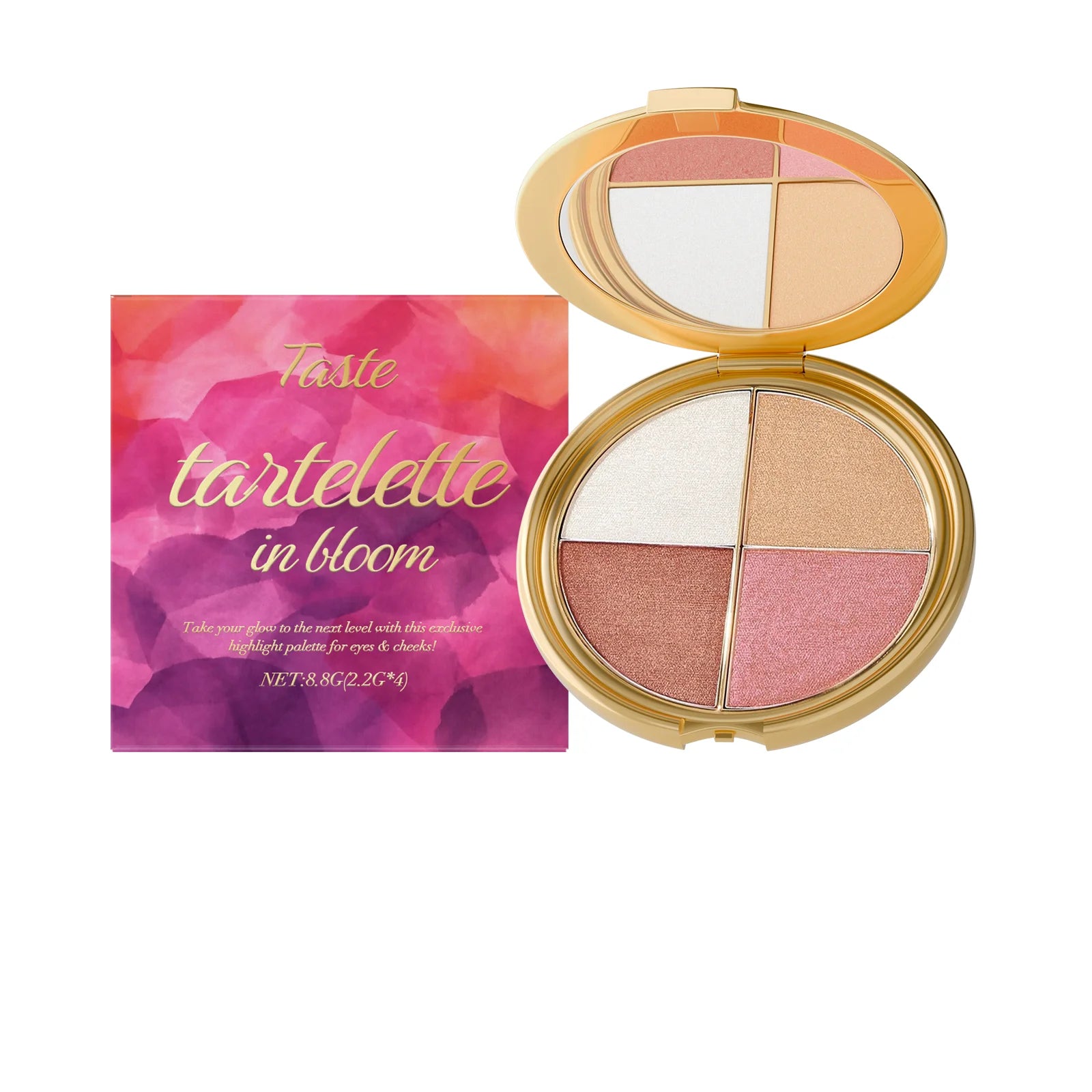 Highlight Powder Blusher Eye Shadow Plate Brighten Eye Area Smoothe Facial Skin Perfect Elegant Natural Look Portable Eye Makeup Peaceful Pleasures Health and Wellness 8.8g Boxed