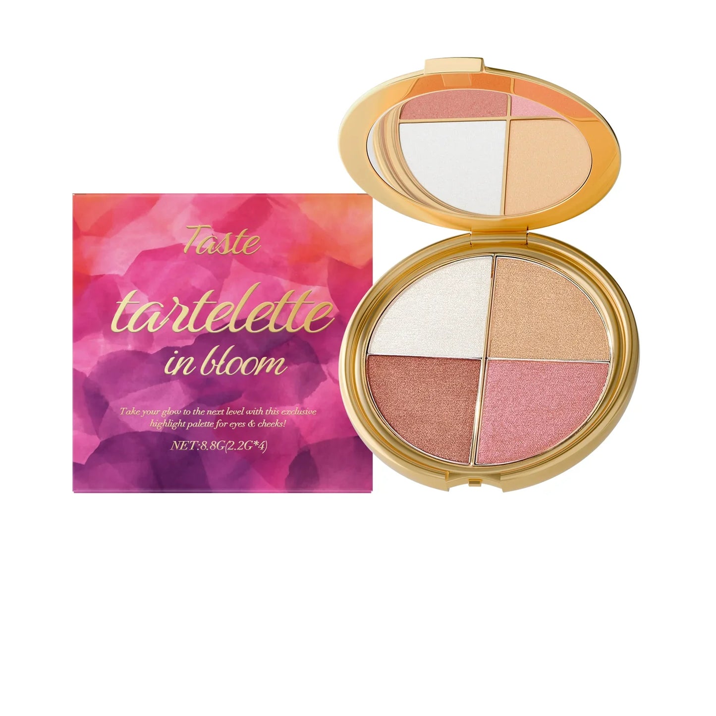 4-Color Highlight Powder Blush & Eye Shadow Palette | Natural Glow