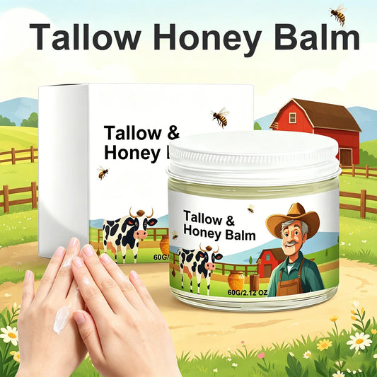 Beef Tallow Balm with Raw Honey – Face & Body Moisturizer Moisturizing Balm Cream Oasis Select