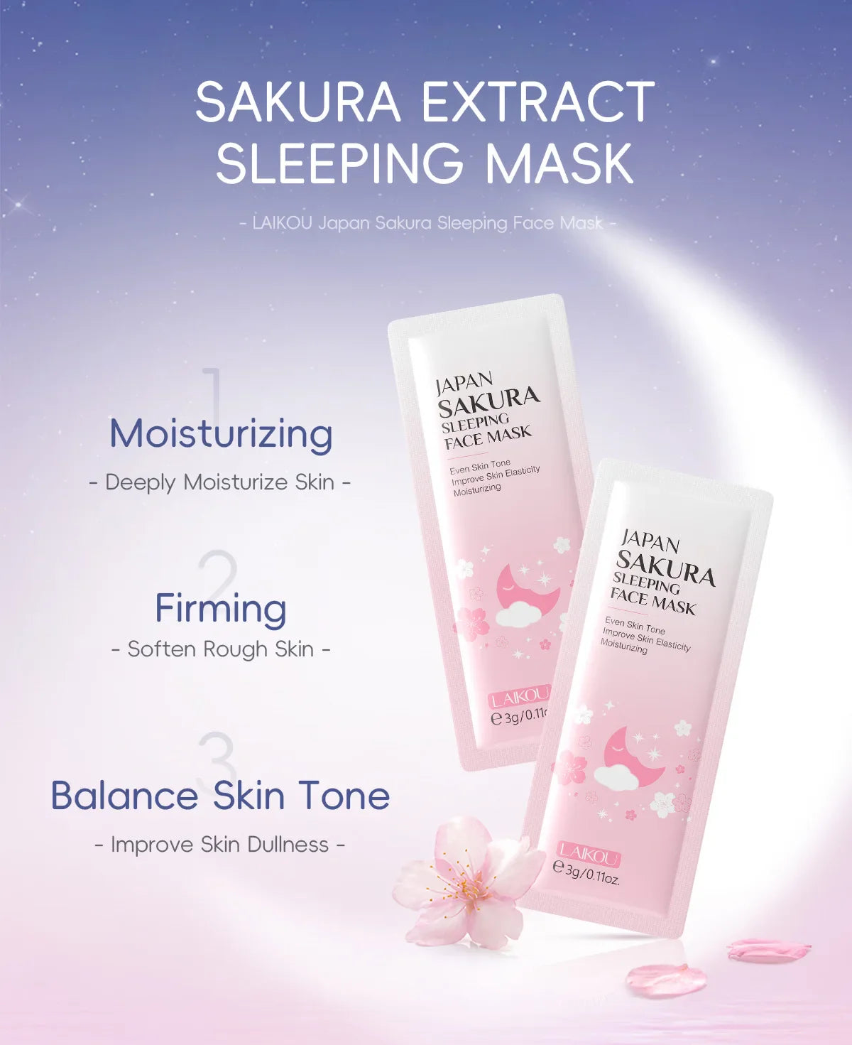 LAIKOU Hydrating Sleeping Face Mask Set 7pcs – Night Skincare