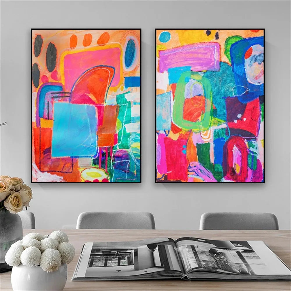 Abstract Mid-Century Modern Canvas Wall Art Print | Nordic Décor Canvas Wall Art Print Peaceful Pleasures Health and Wellness