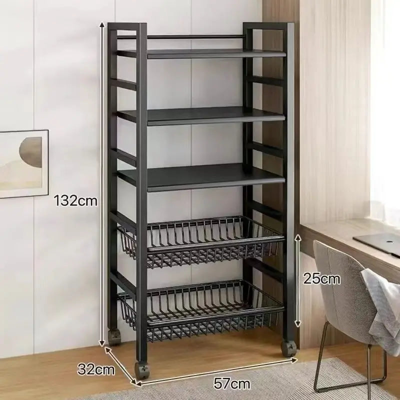 Sturdy Space Saving Heavy Duty Thickened Mesh Basket Kitchen Storage Rack For Vegetable and Fruit Organizer For Dorm Home Use Peaceful Pleasures Health and Wellness Signle 5 Layer B 60