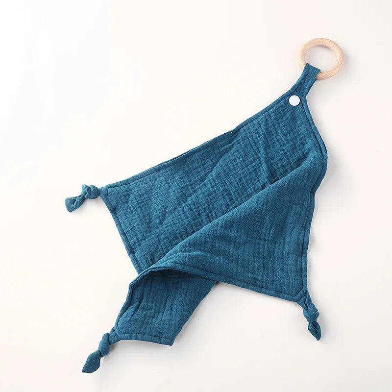 Wooden Ring Baby Drool Bib & Burp Cloth – Soft Cotton Washcloth