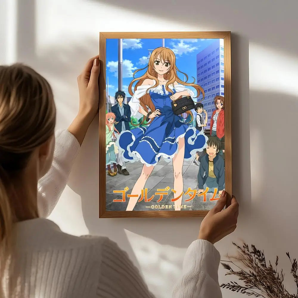 Golden Time Anime HD Self-Adhesive Waterproof Wall Poster Anime Wall Poster Peaceful Pleasures Health and Wellness White3 15X20cmNoframe