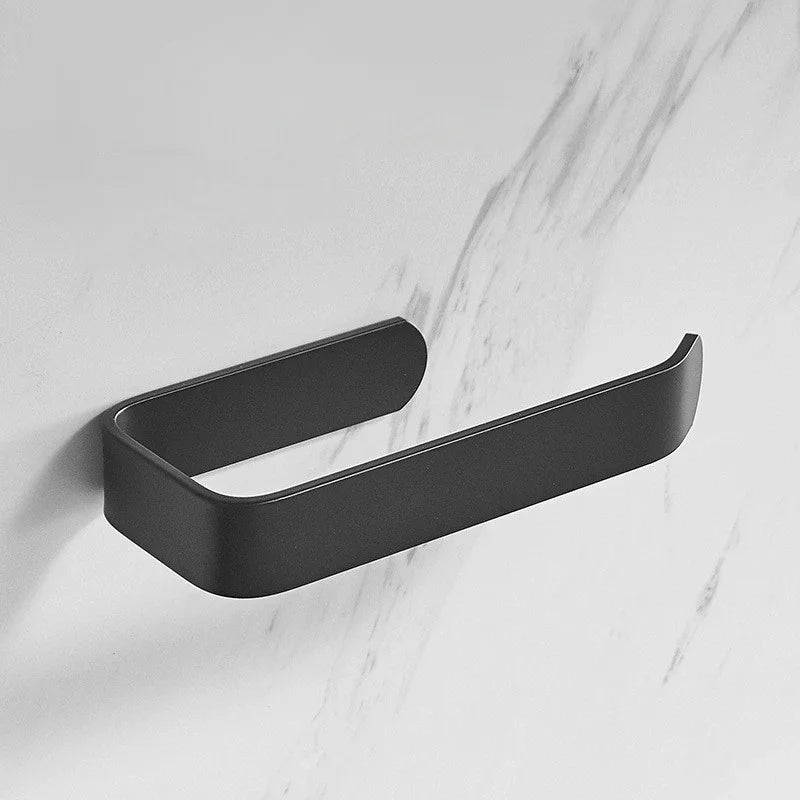 Self-Adhesive Black Toilet Paper Holder – No-Drill Wall Mount