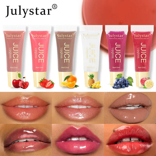 6-Color Fruit Flavor Mirror Lip Gloss Oil | Long-Lasting Shine Lip Gloss Oil Peaceful Pleasures Health and Wellness