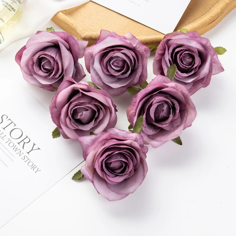 Artificial Silk Rose Heads 5/10pcs | Wedding & Home Decor