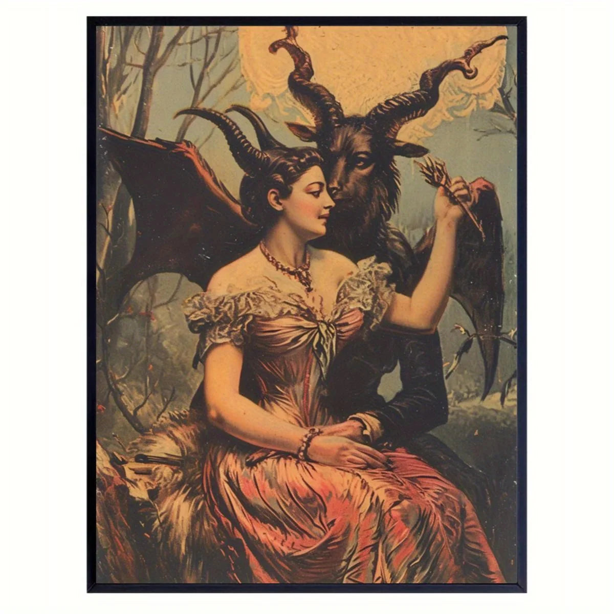 Spooky Gothic Valentine Canvas Art Print Frameless Wall Hanging Decor for Home Office, Living Room, Bedroom Retro Art Deco Style Peaceful Pleasures Health and Wellness ZLH5066 30x45cm No Frame