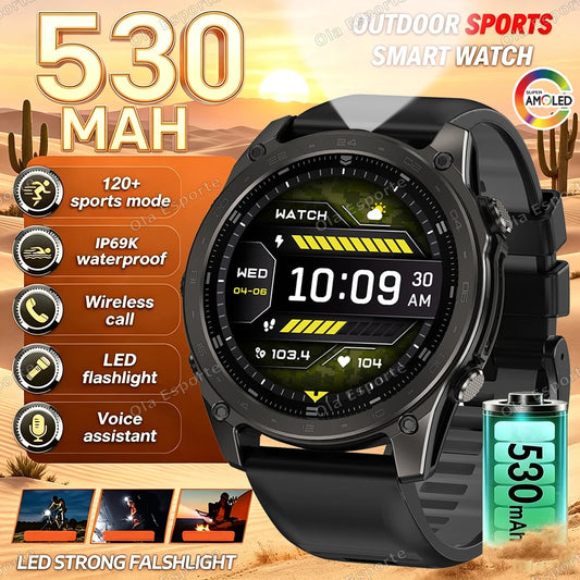 HW12 Military Smart Watch | AMOLED, Bluetooth Call, 530mAh Military Smart Watch Peaceful Pleasures Health and Wellness