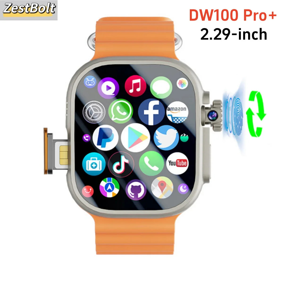 Zestbolt DW100 Pro+ 4G Android Smartwatch 2.29" AMOLED GPS WiFi
