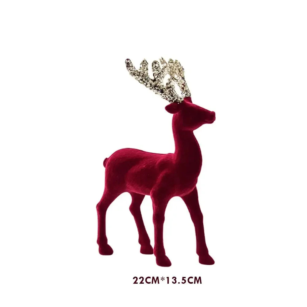 1PCS House Tabletop Decor Hanging Baubles Flocking Mini Deer Pendant Elk Christmas Reindeer Deer Ornaments Decorations Peaceful Pleasures Health and Wellness 01