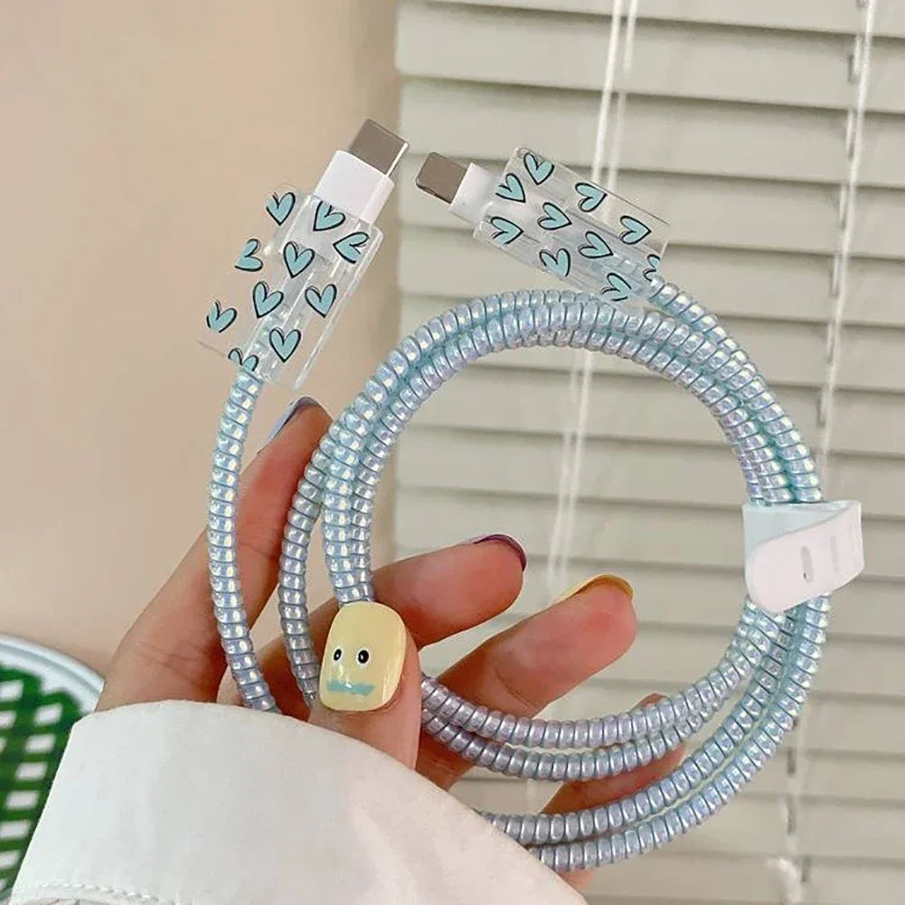 Cute iPhone 20W Charger Cover & USB Cable Winder Protector