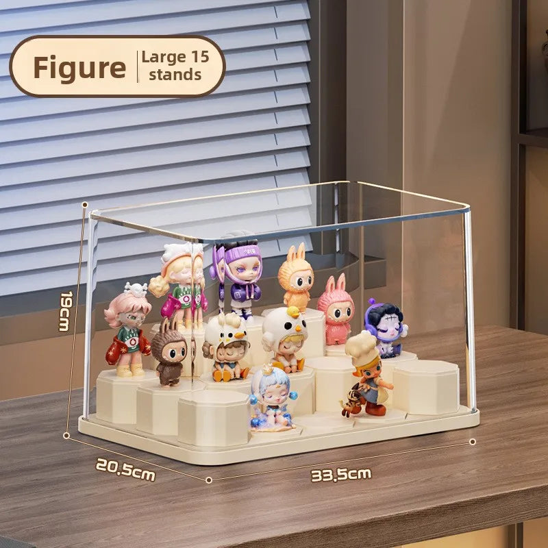Modular Blind Box Display Case - Clear Dust-Proof Showcase for Anime Figures Customizable DIY Shelving System Multi-Size Options Peaceful Pleasures Health and Wellness Figures model L