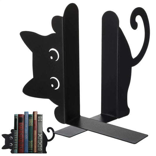 Cat Bookends Set of 2 – Iron Metal Shelf & Desk Organizer Decorative Bookends Oasis Select