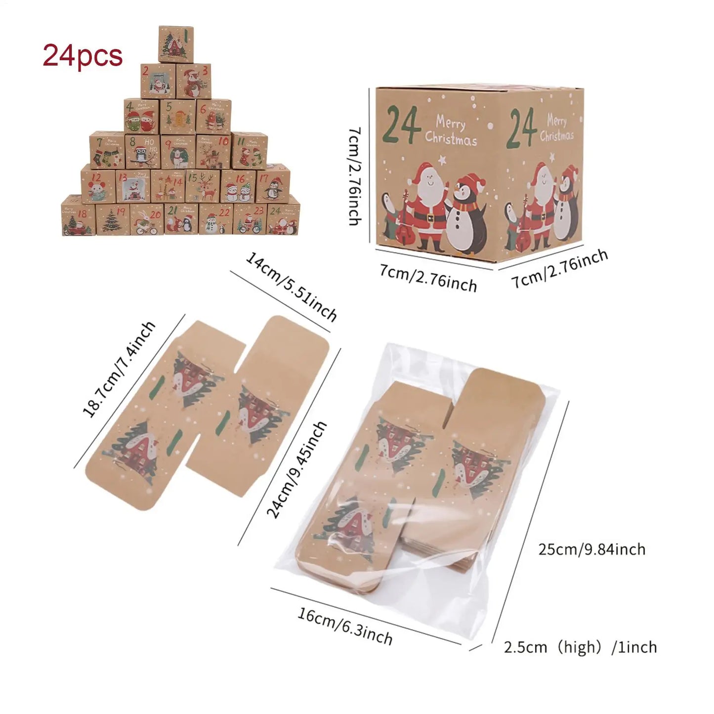 24-Day Christmas Advent Calendar Boxes – Set of 24 Numbered