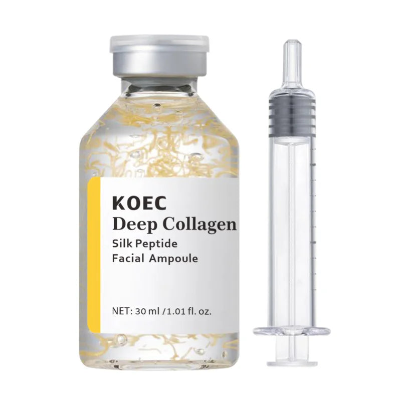 Deep Collagen Silk Peptide Facial Ampoule Serum 30ml Korean Essence Injector Reduce Fine Lines Firms Moisturize Collagen Essence Peaceful Pleasures Health and Wellness Deep Collagen 30ml