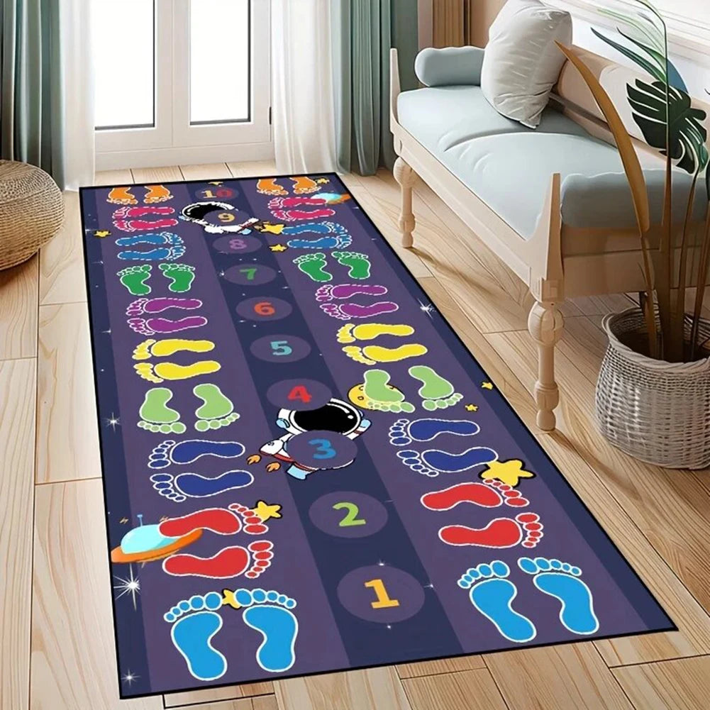 Indoor Jumping Game Mat,Hop Count Hop-Scotch Rug Boosts Motor Skills And Cognitive Growth Kindergarten Classroom Activity Peaceful Pleasures Health and Wellness