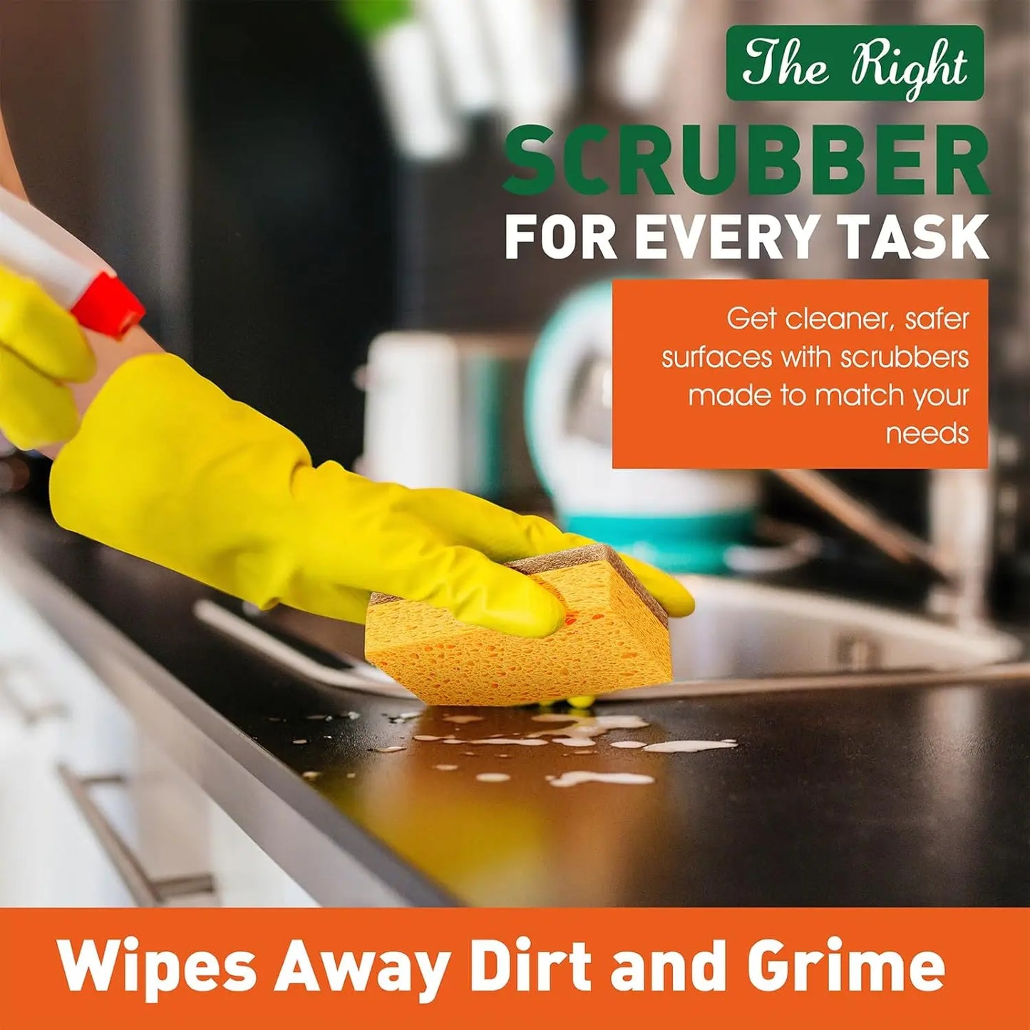 6-Pack Kitchen Sponge Scrubber Set – Oil-Resistant Cleaning