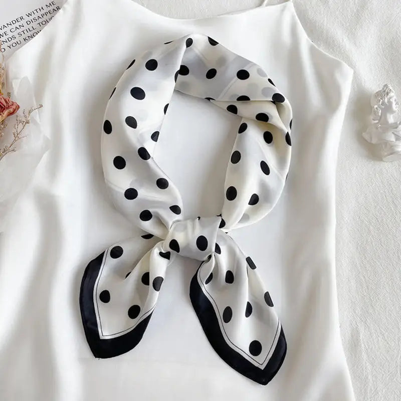 Square Scarf Women Polka Dot Square Scarf Silk Like Lightweight Fashion Shawl Wrap Hijab Bandana Hair Accessory Gift Peaceful Pleasures Health and Wellness Off white