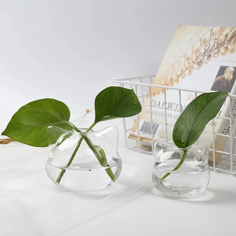 Cat-Shaped Glass Vase | Hydroponic Succulent Planter & Terrarium