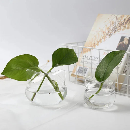 Cat-Shaped Glass Vase | Hydroponic Succulent Planter & Terrarium Glass Plant Vase Peaceful Pleasures Health and Wellness