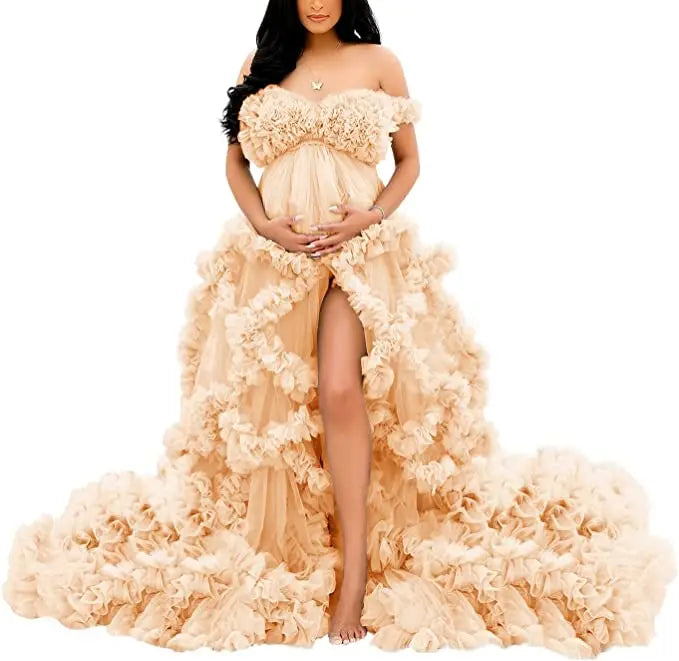 Tulle Lace Maternity Dress | Baby Shower & Photoshoot Gown