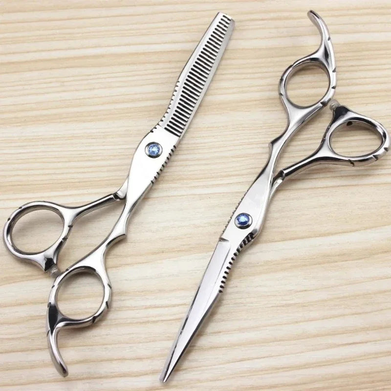 Professional 440c 6 Inch Sapphire Hair Scissors Set Hair Clipper Cutting Scissor Barber Thinning Shears Hairdressing Scissors Peaceful Pleasures Health and Wellness