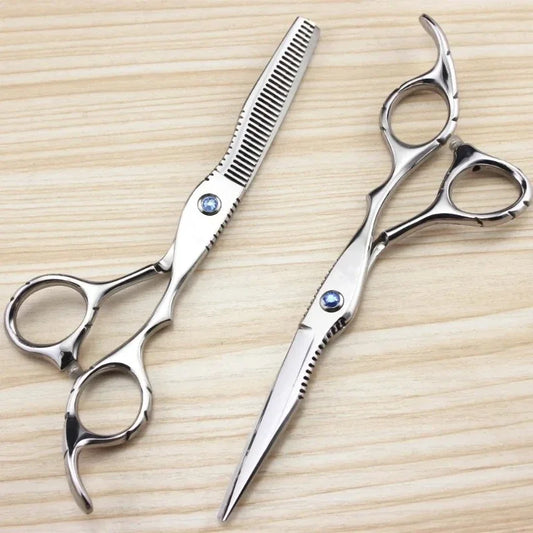Professional 440c 6 Inch Sapphire Hair Scissors Set Hair Clipper Cutting Scissor Barber Thinning Shears Hairdressing Scissors Peaceful Pleasures Health and Wellness