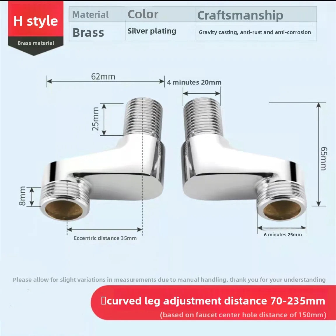 Adjustable Angle Valve Shower Faucet Adapter Set – 2Pcs