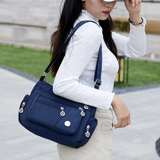 Women's Multi-Layer Shoulder Bag Large-capacity Shoulder Mobile Phone Bag for Shopping Dating Quick Out Peaceful Pleasures Health and Wellness
