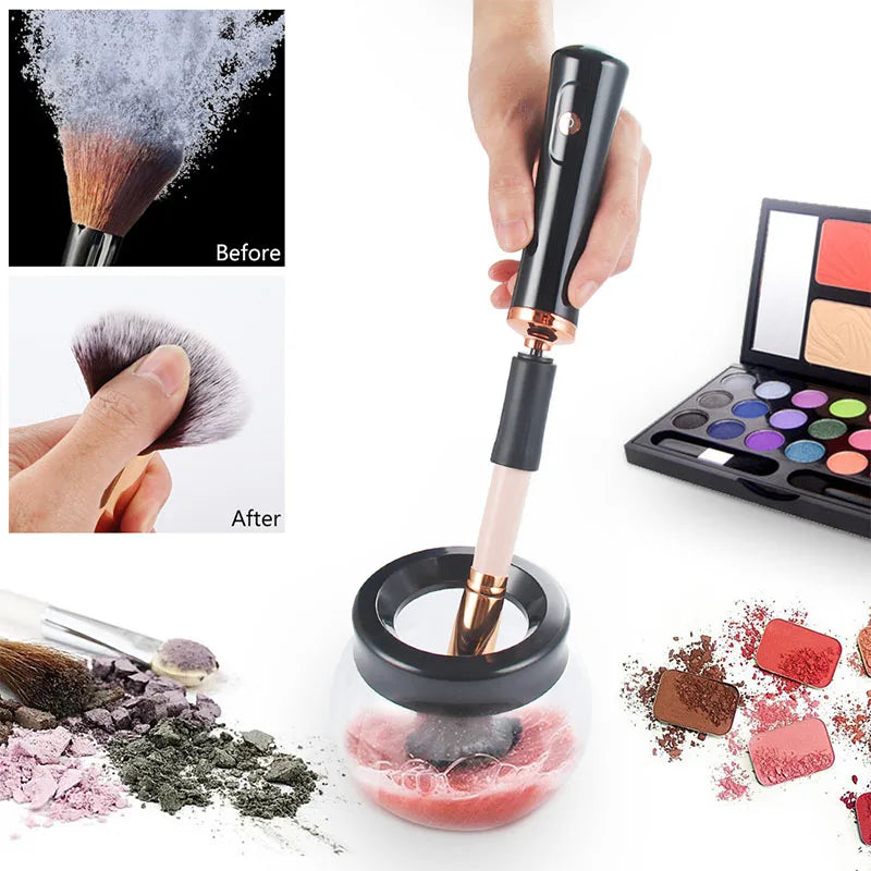 Makeup brush cleaning and drying machine, electric cosmetic automatic brush rotator, with 8 sizes of rubber collar, can be clean Peaceful Pleasures Health and Wellness