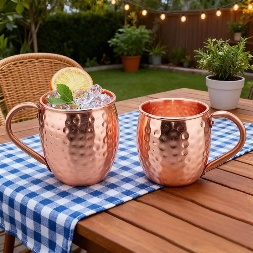 Moscow Mule Mug Durable Coppery Beer Mugs 350ml Coffee Mug Milk Cup Drinkware 304 Stainless Steel Copper-Plated Hammered Cup Peaceful Pleasures Health and Wellness