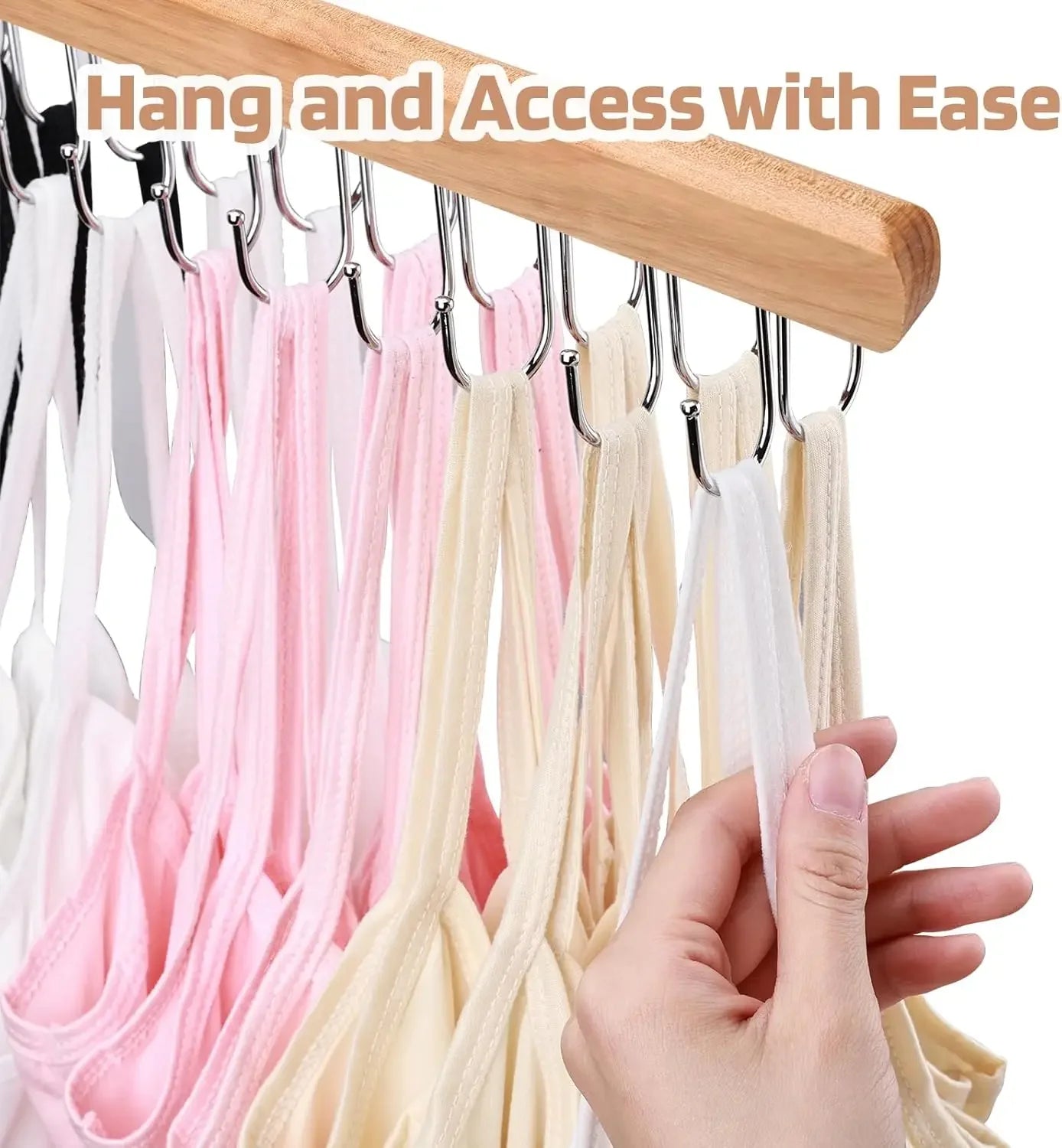 2 Pack Wooden Bra Hanger with 36 Foldable Hooks, 360° Rotating Design for Space Saving Closet Storage Peaceful Pleasures Health and Wellness