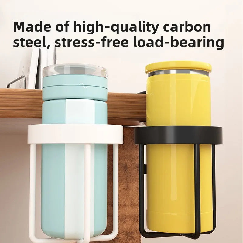 Table Edge Water Cup Holder Iron Hanging Office Coffee Cups Hook Desk Side Storage Rack Fixed No-punching Traceless Mug holder Peaceful Pleasures Health and Wellness