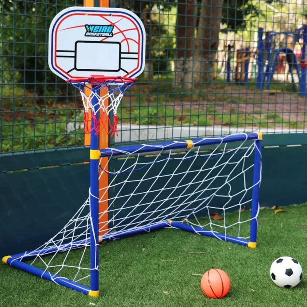 Kids 2-in-1 Soccer Goal & Basketball Stand Set – Detachable