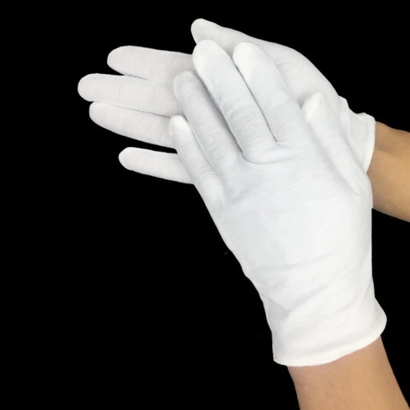 Pure Cotton Work White Gloves Etiquette Gloves Collectible Items White Anti-slip and Anti-stain Cotton Wear-resistant Gloves Peaceful Pleasures Health and Wellness