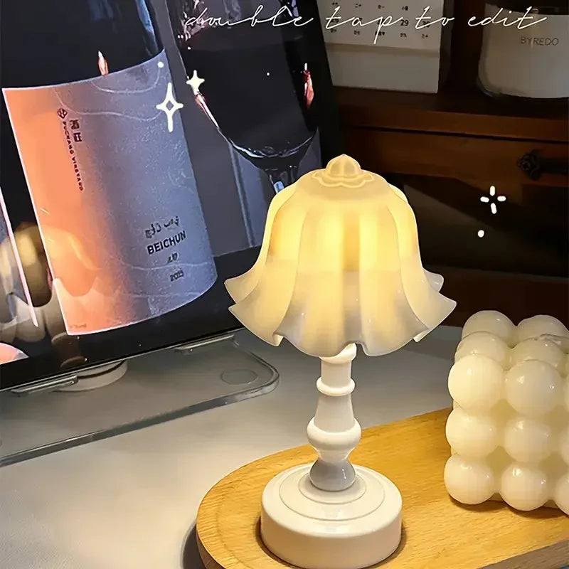 Mini Linglan Flower Night Light Atmosphere Decorative Light Small Desk Lamp Creative Bedhead Ornament Cute Small Desk Lamp New Peaceful Pleasures Health and Wellness