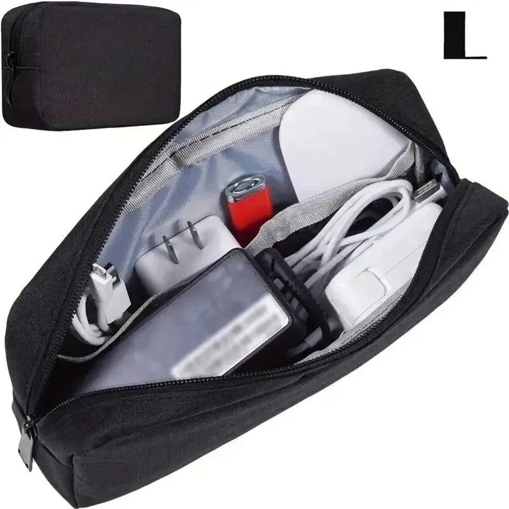 1pc Storage Bag Cable Cord Organizer Portable Digital Storage Bag for Watch,Cable,Power Bank,Charger,Charging Cords,Mouse Peaceful Pleasures Health and Wellness black