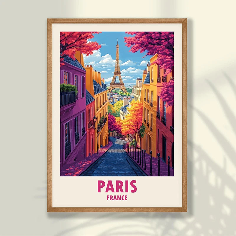 Paris Eiffel Tower Canvas Wall Art | France Travel Poster